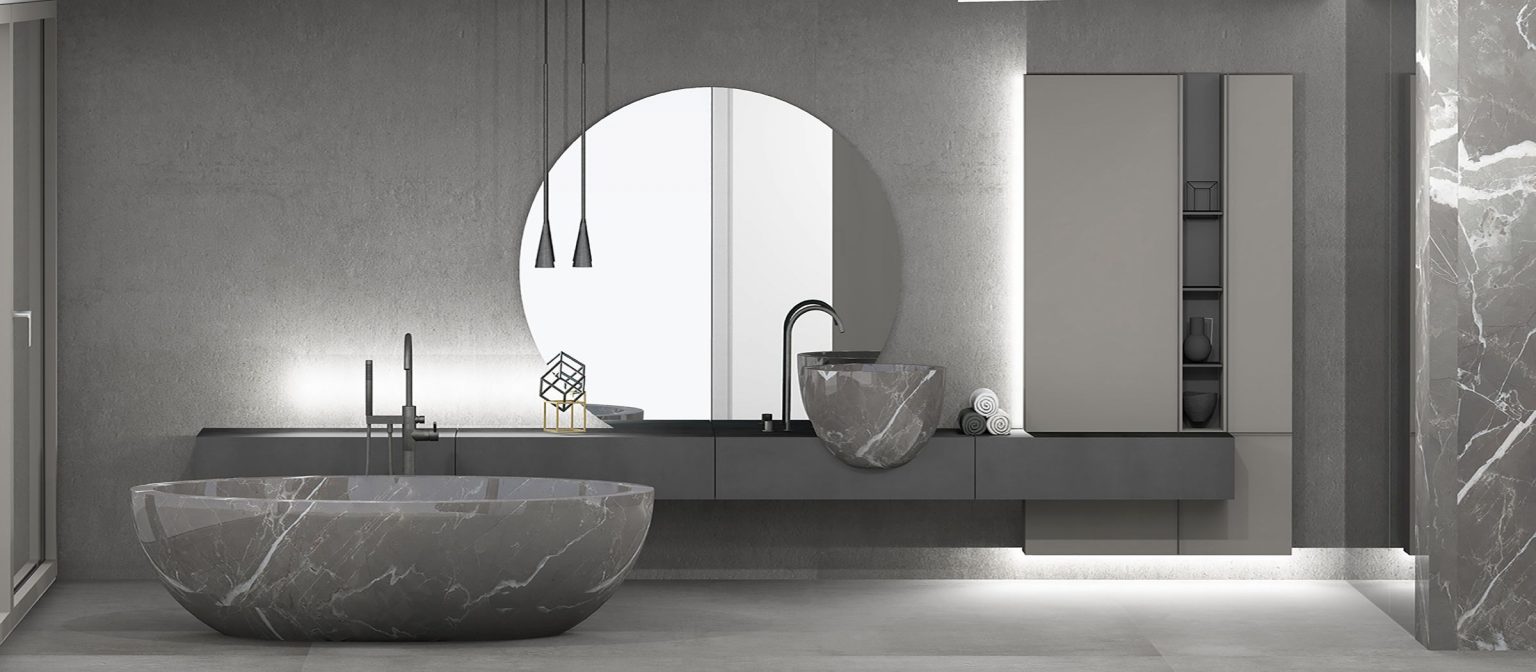 Salle de bains design en marbre gris