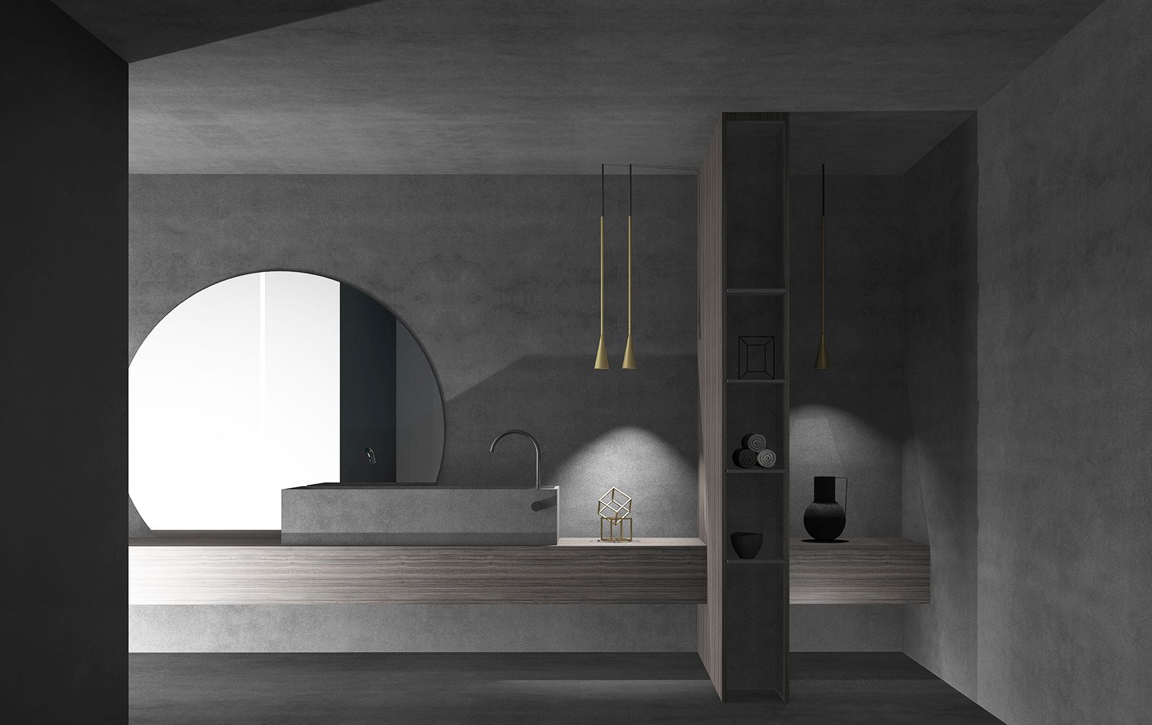 Salle de bains design en marbre gris