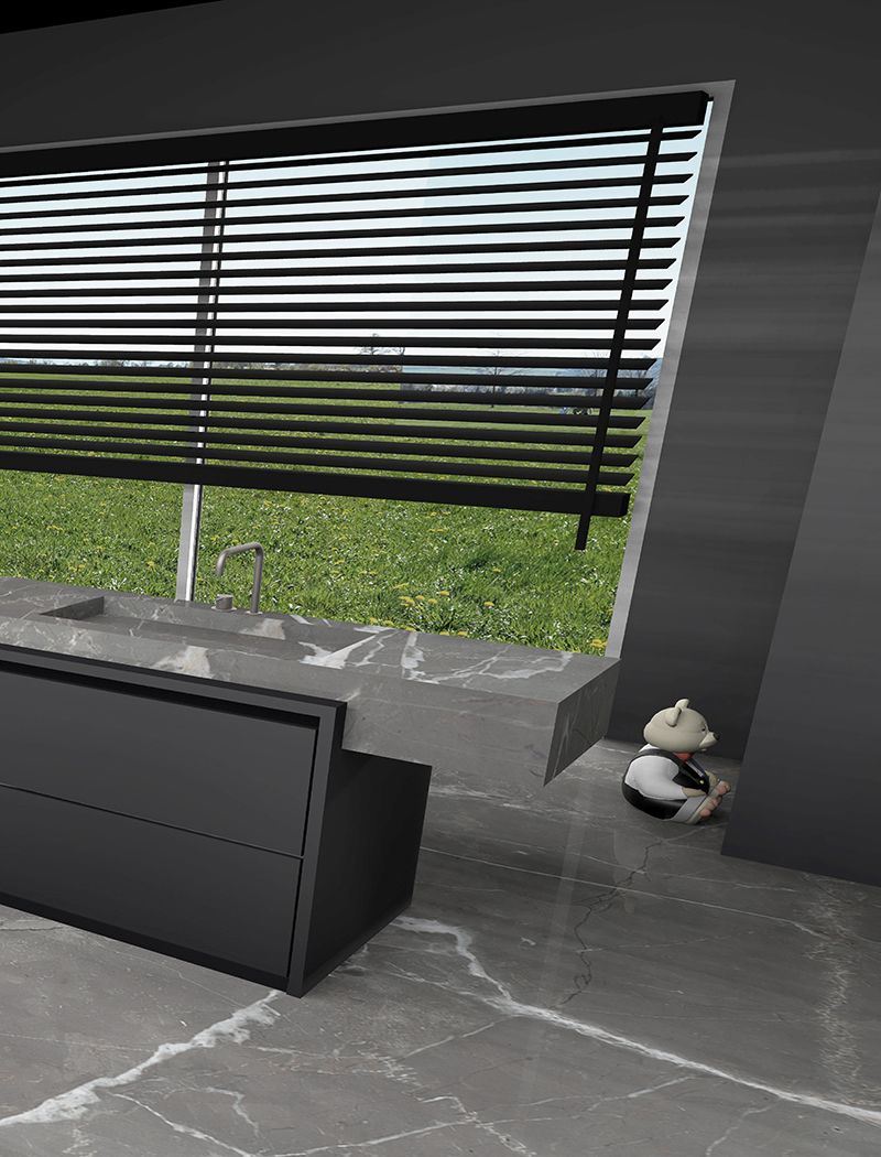 Salle de bains design en marbre gris