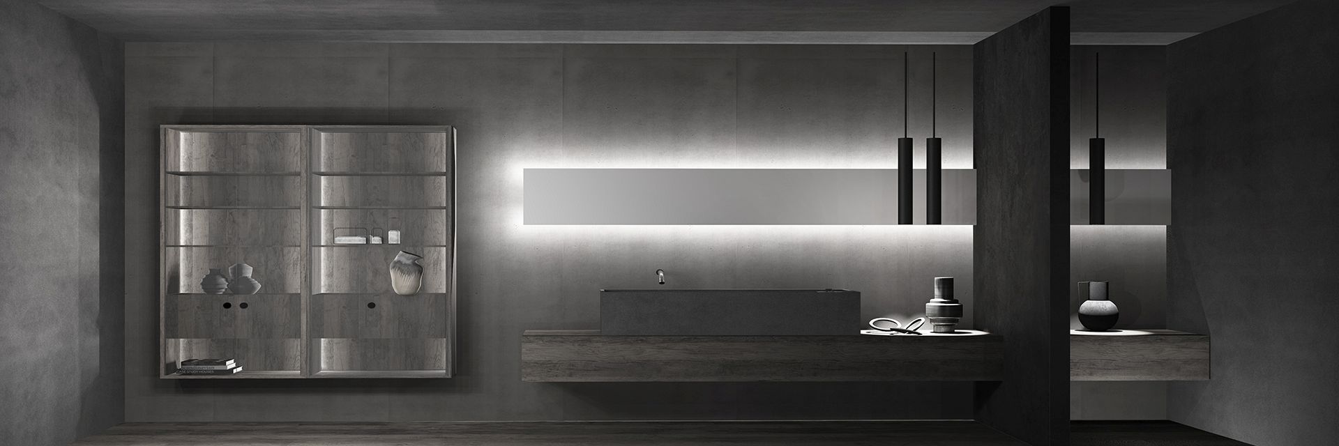 Salle de bains design en marbre gris